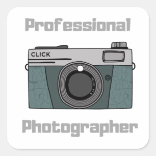 Vintage Retro Professional Photographer Camera Square Sticker