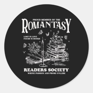 Vintage Retro Proud Member Of The Romantasy Reader Classic Round Sticker