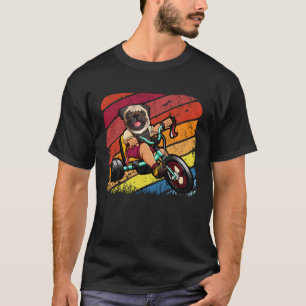 Vintage Retro Pug Riding Bicycle Cyclist Dog Owner T-Shirt