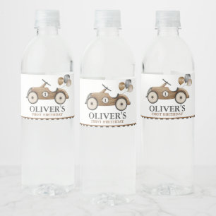 Vintage Retro Racing Car Water Bottle Label