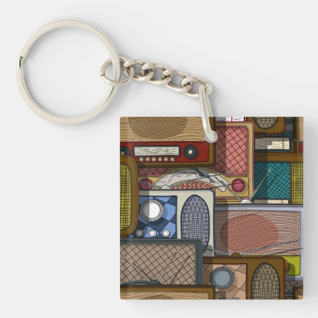 Vintage Retro Radio Mid-Century Antique Key Ring (Front)