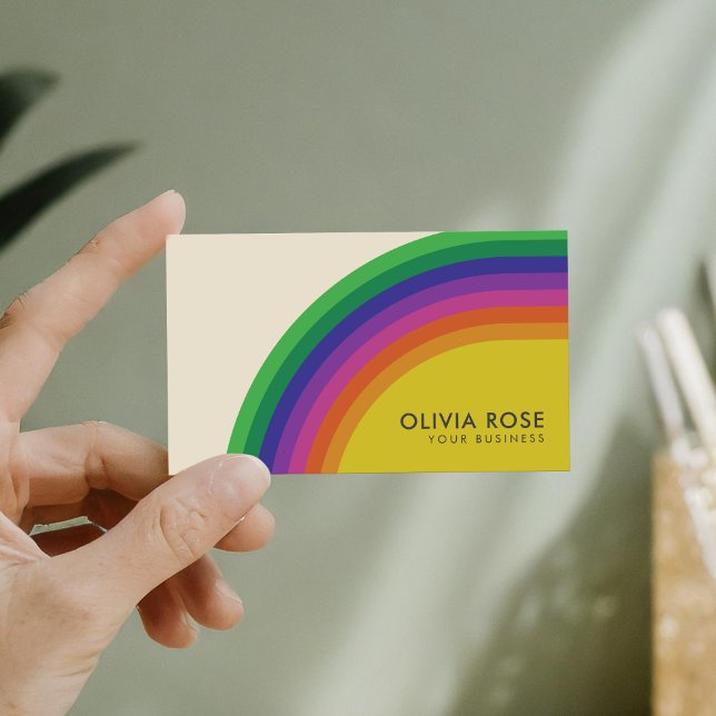 Vintage Retro Rainbow Business Card (Creator Uploaded)