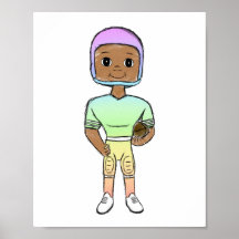 vintage retro rainbow football player colourful