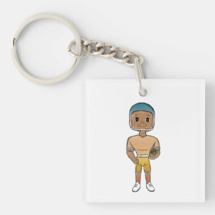 vintage retro rainbow football player ombre   key ring