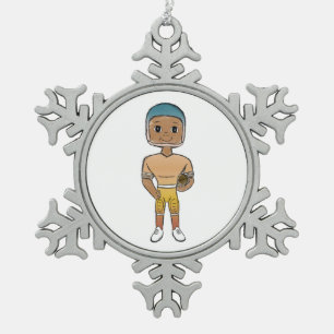 vintage retro rainbow football player ombre snowflake pewter christmas ornament