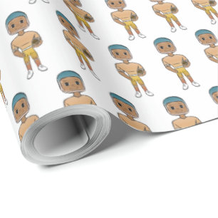vintage retro rainbow football player ombre  wrapping paper