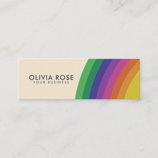 Vintage Retro Rainbow Mini Business Card (Front)