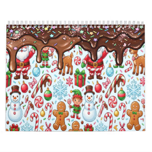 Vintage Retro Red Candy Cane Wonderland Christmas Calendar