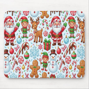 Vintage Retro Red Candy Cane Wonderland Christmas Mouse Pad