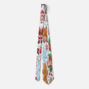 Vintage Retro Red Candy Cane Wonderland Christmas Tie