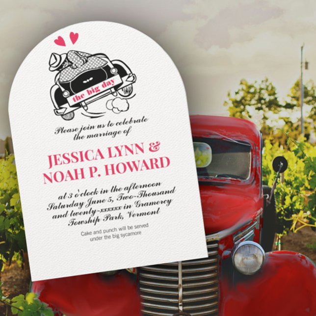 Vintage Retro Red Classic 50s Convertible Car  Invitation (Creator Uploaded)