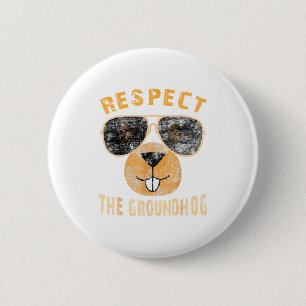 Vintage Retro Respect The Groundhog Holiday _ Mens 6 Cm Round Badge