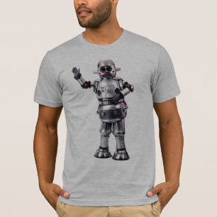 Vintage Retro Robot grey semi fitted mens tshirt