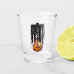 Vintage Retro Rock American Flag Guitar Shot Glass