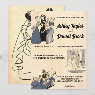 Vintage Retro Romantic Old Comic Book Chic Wedding Invitation