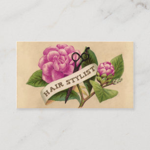 vintage retro rose orchid hairstylist hair stylist business card