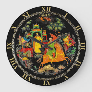 Vintage Retro Russian Fairy Tale Fantasy Colorful Large Clock