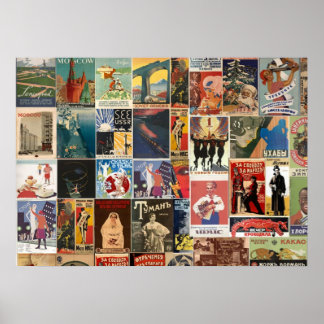 Vintage retro Russian movie  collage Soviet Poster