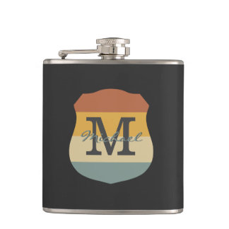 Vintage retro rustic name initials personalised  hip flask