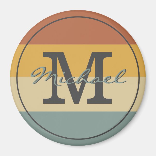 Vintage retro rustic name initials personalised magnet (Front)