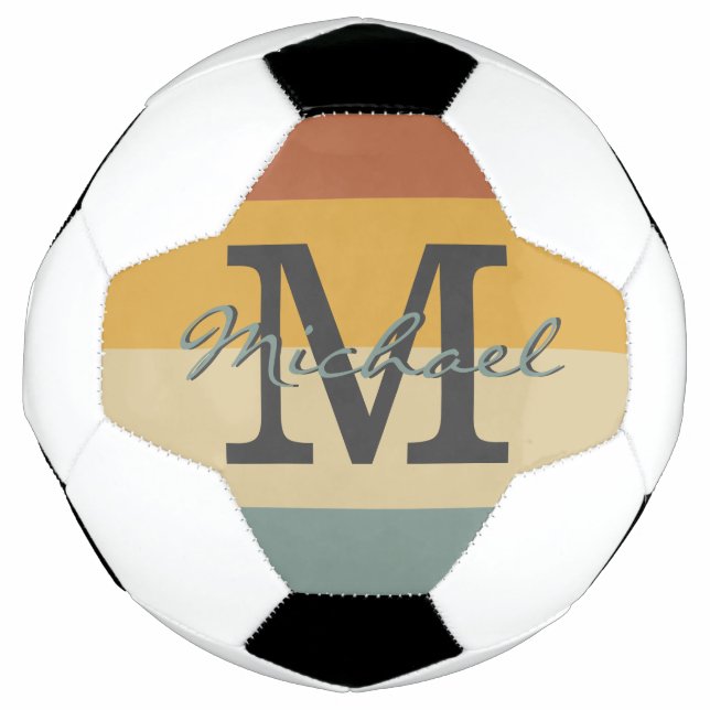 Vintage retro rustic name initials personalised  soccer ball (Front)