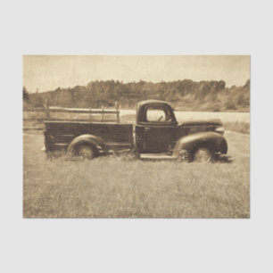 Vintage Retro Rustic Sepia Tone Farm Truck Tissue Paper