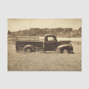 Vintage Retro Rustic Sepia Tone Farm Truck Tissue Paper