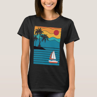 Vintage Retro Sailboat 80s 70s Style Sailing Boat  T-Shirt