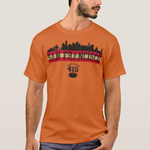 Vintage Retro San Francisco Skyline 415 Football T-Shirt