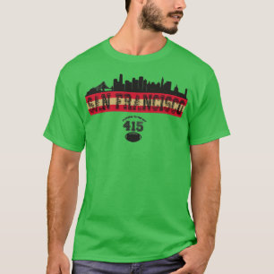 Vintage Retro San Francisco Skyline 415 Football T-Shirt