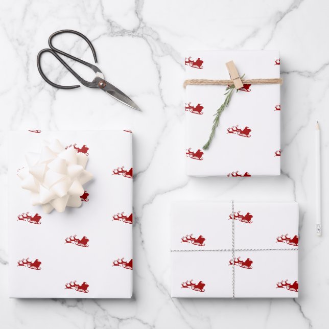 Vintage retro Santa and reindeer Wrapping Paper (Front)
