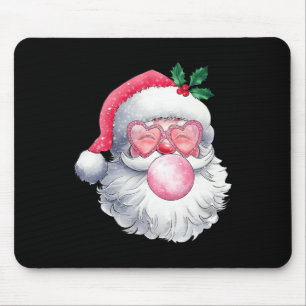 Vintage Retro Santa Christmas Bubble Gum Pink Sung Mouse Pad