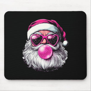 Vintage Retro Santa Christmas Bubble Gum Pink Sung Mouse Pad