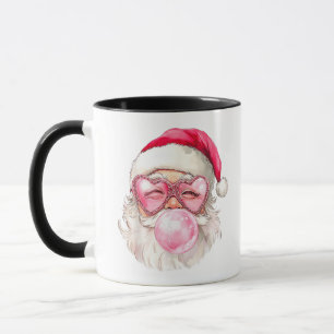Vintage Retro Santa Christmas Bubble Gum Pink Sung Mug