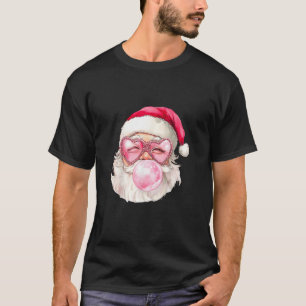 Vintage Retro Santa Christmas Bubble Gum Pink Sung T-Shirt