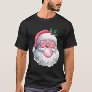 Vintage Retro Santa Christmas Bubble Gum Pink Sung T-Shirt