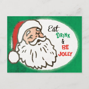 Vintage Retro Santa Christmas Holiday Party Invite Postcard
