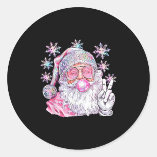 Vintage Retro Santa Christmas Nk Sungles Bubble Gu Classic Round Sticker