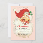 Vintage Retro Santa Christmas Party Invitation<br><div class="desc">"It's beginning to look a lot like Christmas" ! Vintage, retro Santa Claus with a fun and modern striped back. All wording can be changed to fit you needs. Simple and clean design. To make more changes go to Personalise this template. On the bottom you’ll see “Want to customise this...</div>