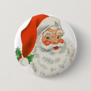 Vintage Retro Santa Claus 6 Cm Round Badge