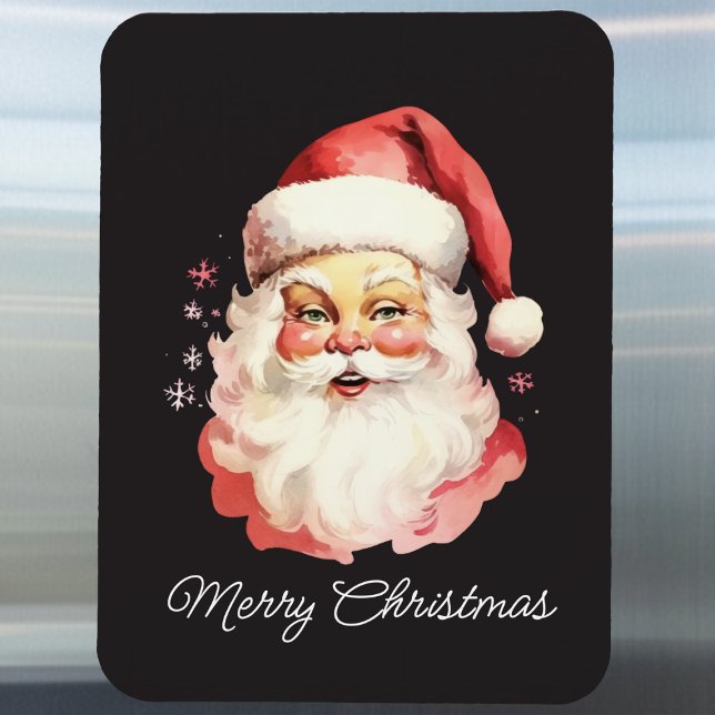 Vintage Retro Santa Claus Black Merry Christmas Magnet (Creator Uploaded)