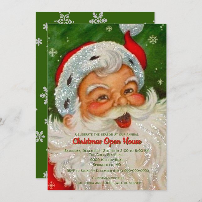 Vintage Retro Santa Claus Christmas  Invitation (Front/Back)