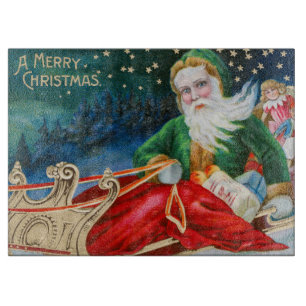 Vintage Retro Santa Claus Christmas Postcard Cutting Board