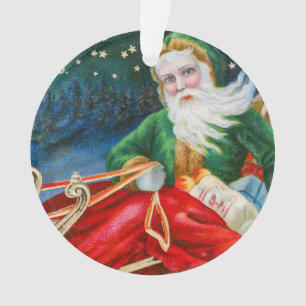 Vintage Retro Santa Claus Christmas Postcard Ornament