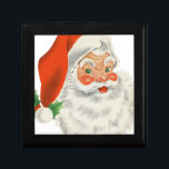 Vintage Retro Santa Claus Gift Box<br><div class="desc">A festive retro picture. Jolly old Santa Claus with his red rosy cheeks and warm friendly smile. A bit of nostalgia for the old timers,  this vintage image brings backs memories of celebrations from Christmas past.</div>