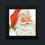 Vintage Retro Santa Claus Gift Box<br><div class="desc">A festive retro picture. Jolly old Santa Claus with his red rosy cheeks and warm friendly smile. A bit of nostalgia for the old timers,  this vintage image brings backs memories of celebrations from Christmas past.</div>