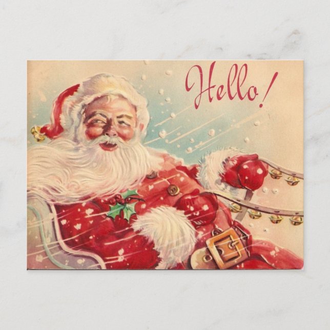 Vintage Retro Santa Claus Postcard (Front)