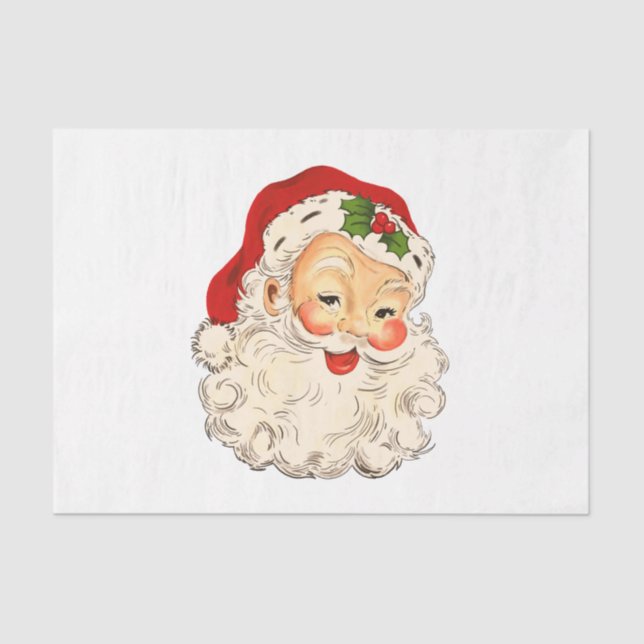 Vintage Retro Santa Clause Christmas Decoupage Tissue Paper (Front)