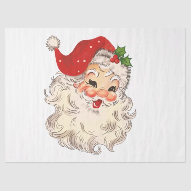 Vintage Retro Santa Clause Christmas Decoupage Tissue Paper (Front)