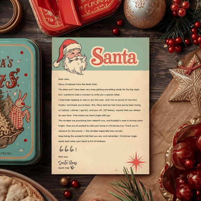Vintage Retro Santa Letter | Christmas Invitation (Creator Uploaded)
